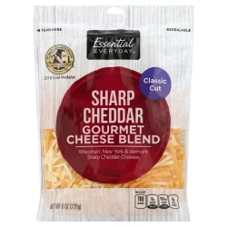 Essential Everyday Gourmet Cheese Blend, Sharp Cheddar, Classic Cut