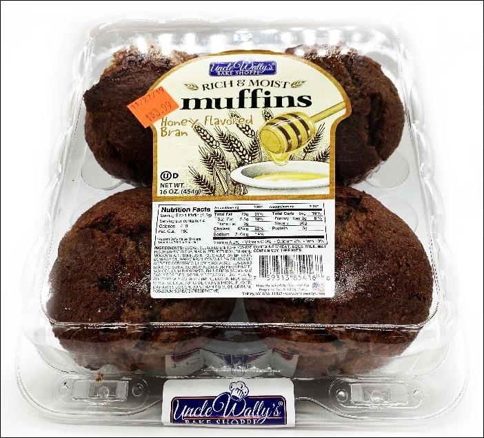 slide 1 of 1, Uncle Wally's Honey Bran Muffins, 4 ct