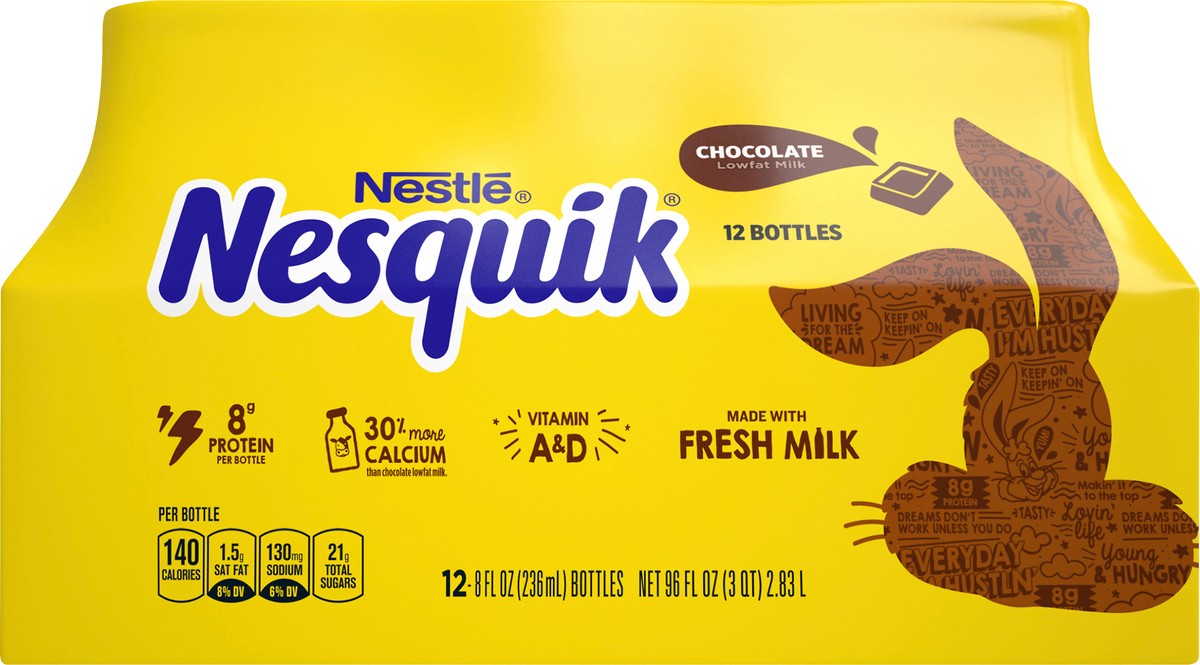 slide 6 of 8, Nesquik Chocolate Lowfat Milk, Ready to Drink, 96 oz