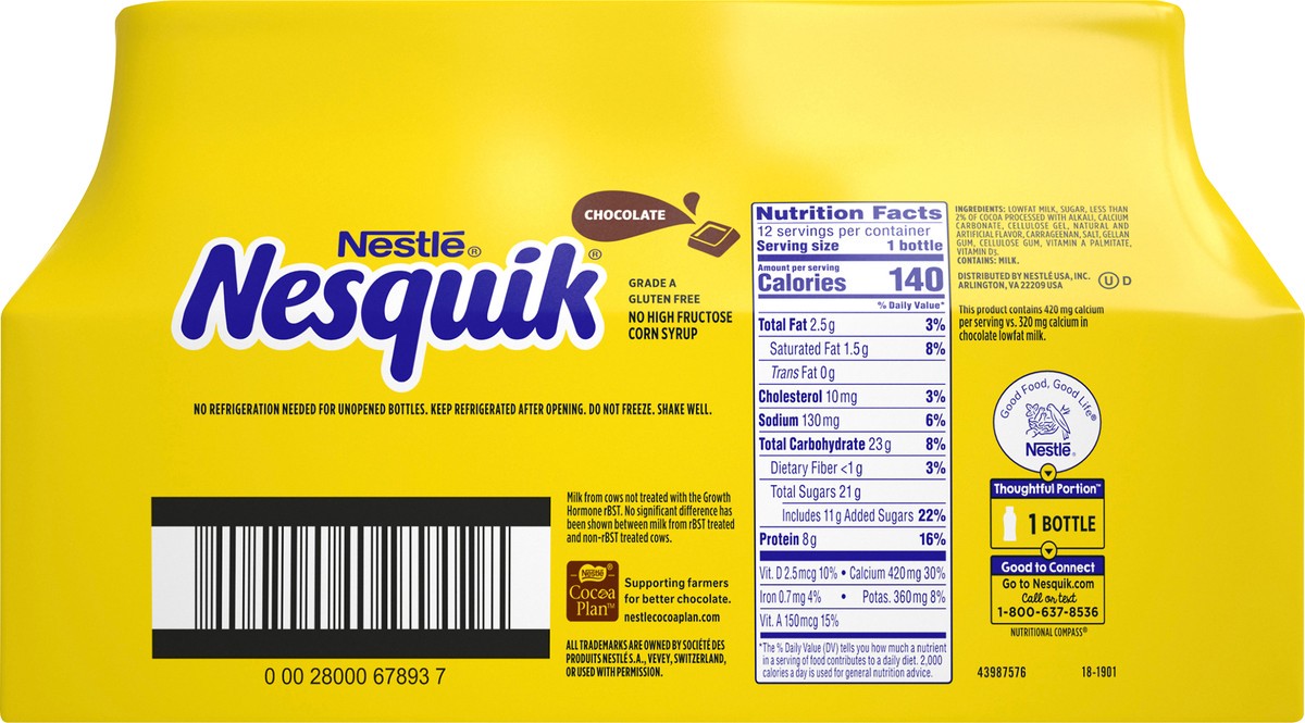 slide 2 of 8, Nesquik Chocolate Lowfat Milk, Ready to Drink, 96 oz