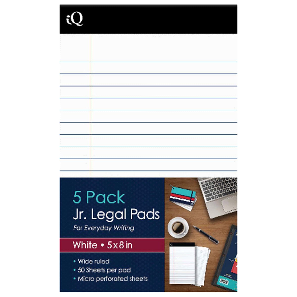 slide 1 of 1, iScholar Jr. Legal Pads Pad, White, 50 ct, 5 ct