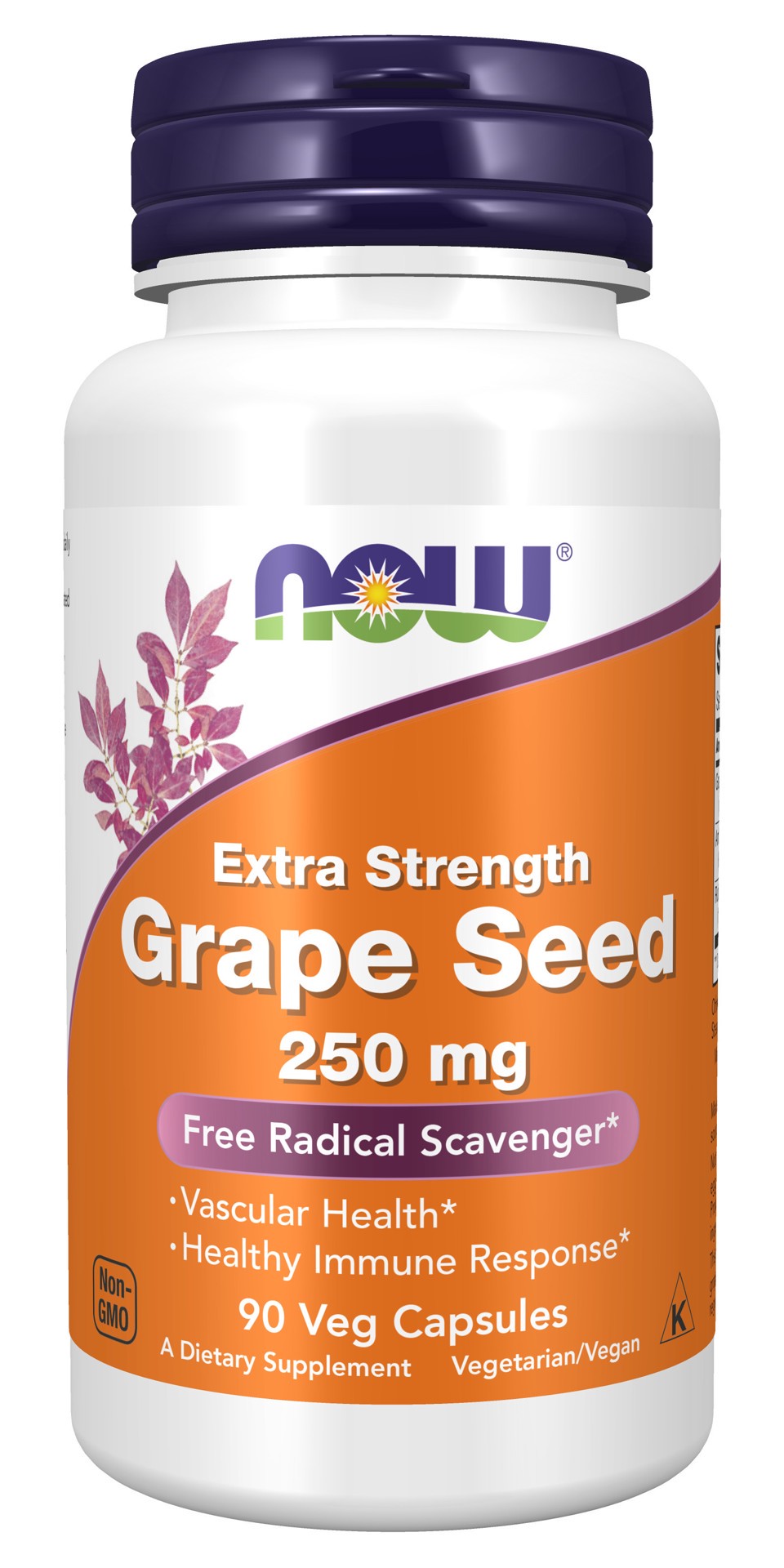 slide 1 of 4, NOW Grape Seed, Extra Strength 250 mg - 90 Veg Capsules, 90 ct