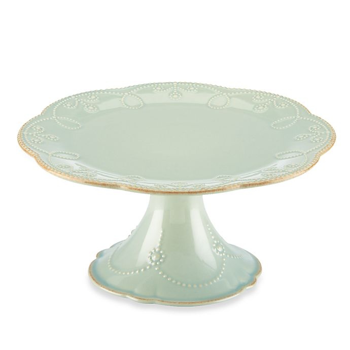 slide 1 of 2, Lenox French Perle Medium Pedestal Cake Plate - Ice Blue, 8.5 in