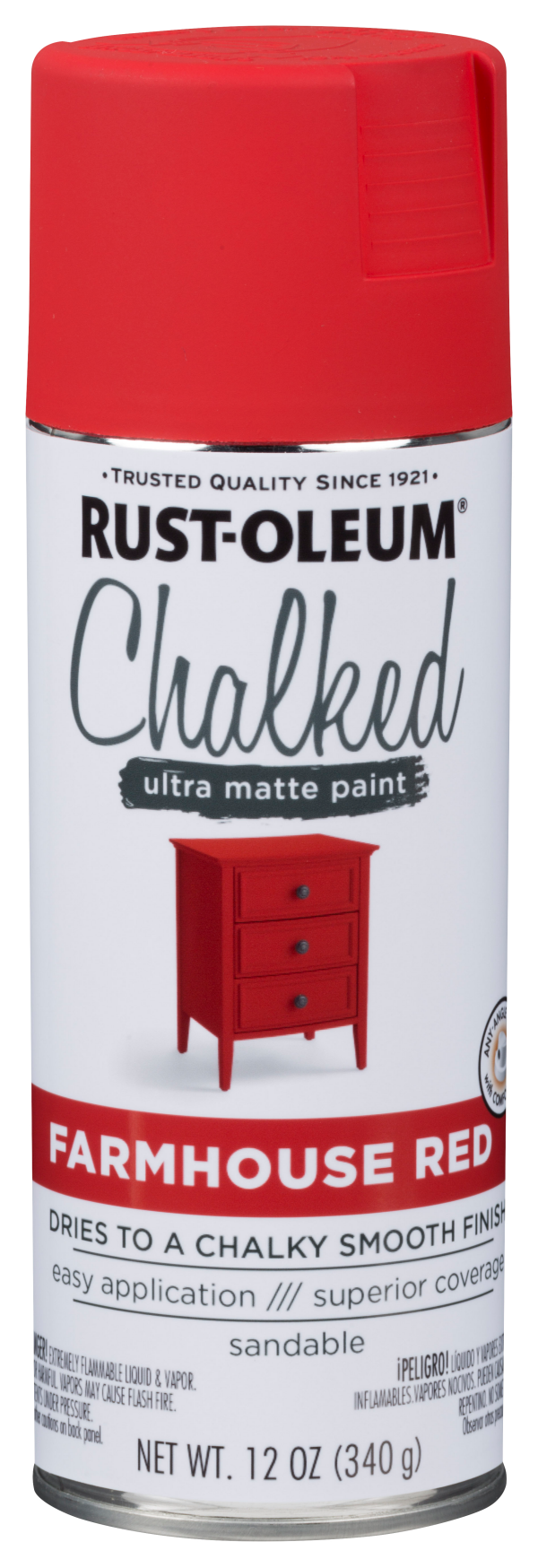 slide 20 of 29, Rust-Oleum Chalked Ultra Matte Spray Paint - 329193, Farmhouse Red, 12 oz