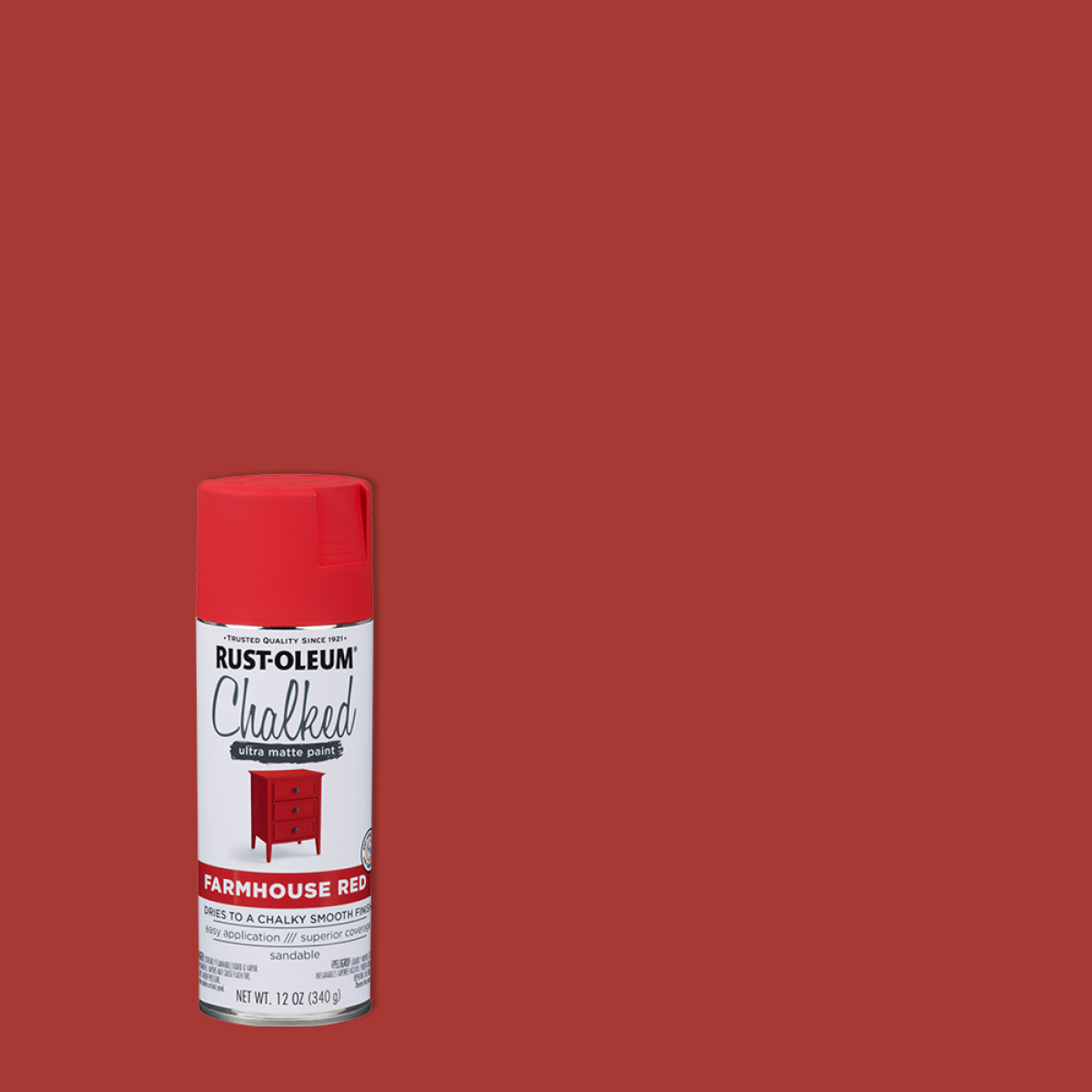 slide 1 of 29, Rust-Oleum Chalked Ultra Matte Spray Paint - 329193, Farmhouse Red, 12 oz