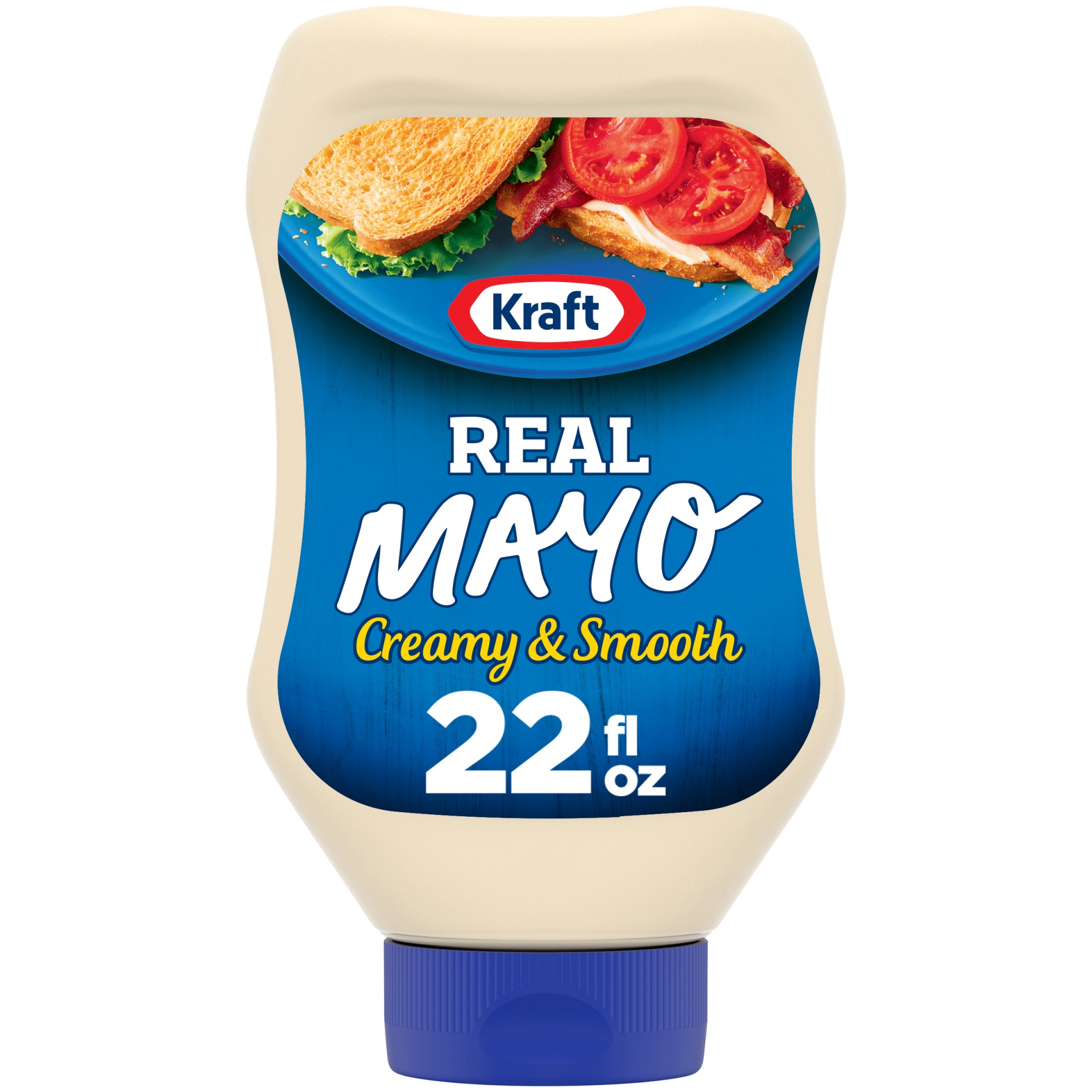 slide 1 of 1, Kraft Real Mayo Creamy & Smooth Mayonnaise Bottle, 22 fl oz