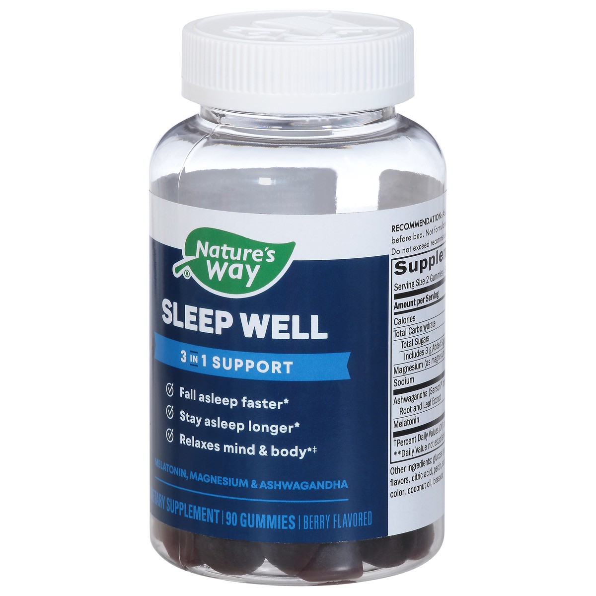 slide 4 of 9, Nature's Way 3 in 1 Support Berry Flavored Sleep Well 90 Gummies, 90 ct