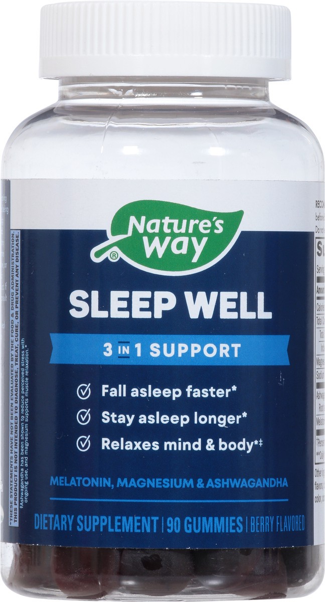 slide 6 of 9, Nature's Way 3 in 1 Support Berry Flavored Sleep Well 90 Gummies, 90 ct