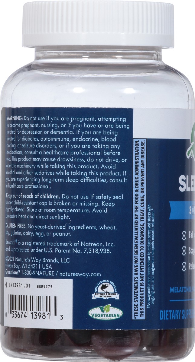 slide 5 of 9, Nature's Way 3 in 1 Support Berry Flavored Sleep Well 90 Gummies, 90 ct