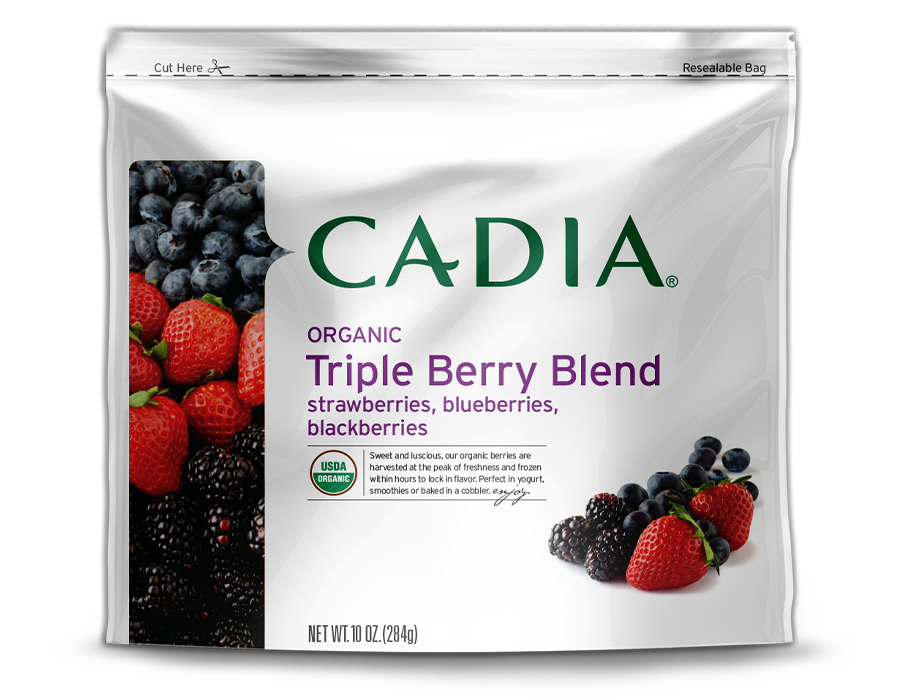 slide 1 of 1, Cadia Frozen Organic Triple Berry Blend, 10 oz