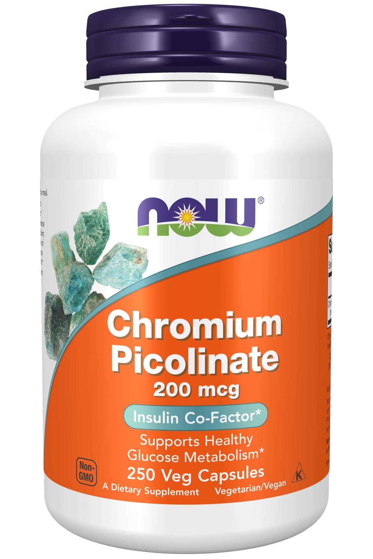 slide 1 of 4, NOW Chromium Picolinate 200 mcg - 250 Veg Capsules, 250 ct