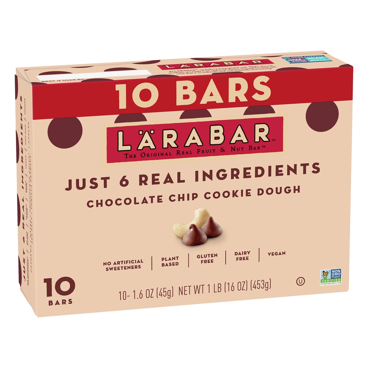 slide 3 of 8, LÄRABAR 10 Pack Chocolate Chip Cookie Dough Fruit & Nut Bar 10 ea, 10 ct