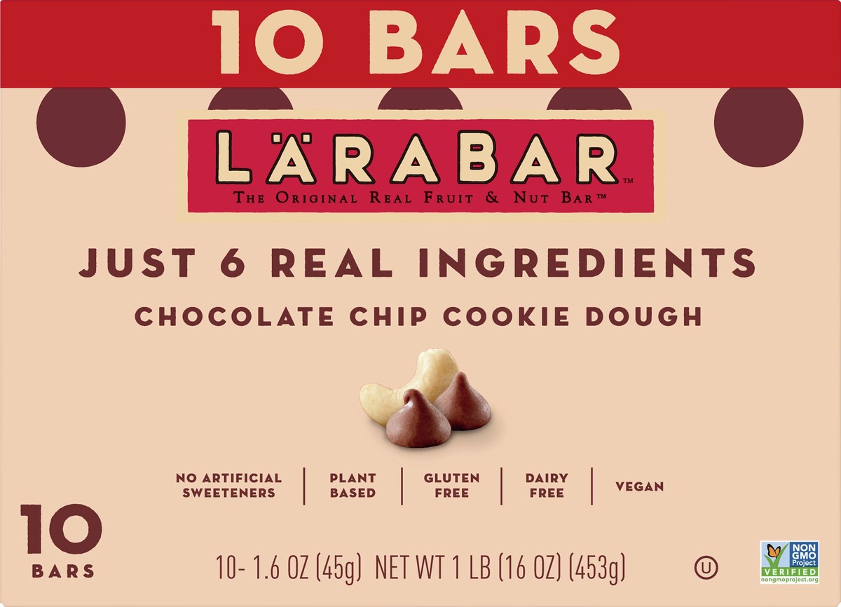 slide 6 of 8, LÄRABAR 10 Pack Chocolate Chip Cookie Dough Fruit & Nut Bar 10 ea, 10 ct