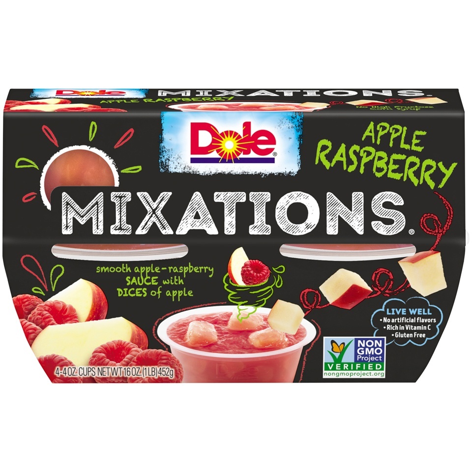 slide 1 of 8, Dole Mixations Apple Raspberry Fruit Cups, 4 ct; 4 oz