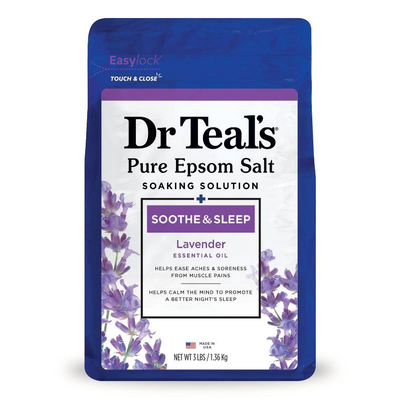 slide 1 of 7, Dr. Teal's Lavender Pure Epsom Salt Soaking Solution, 3 lb