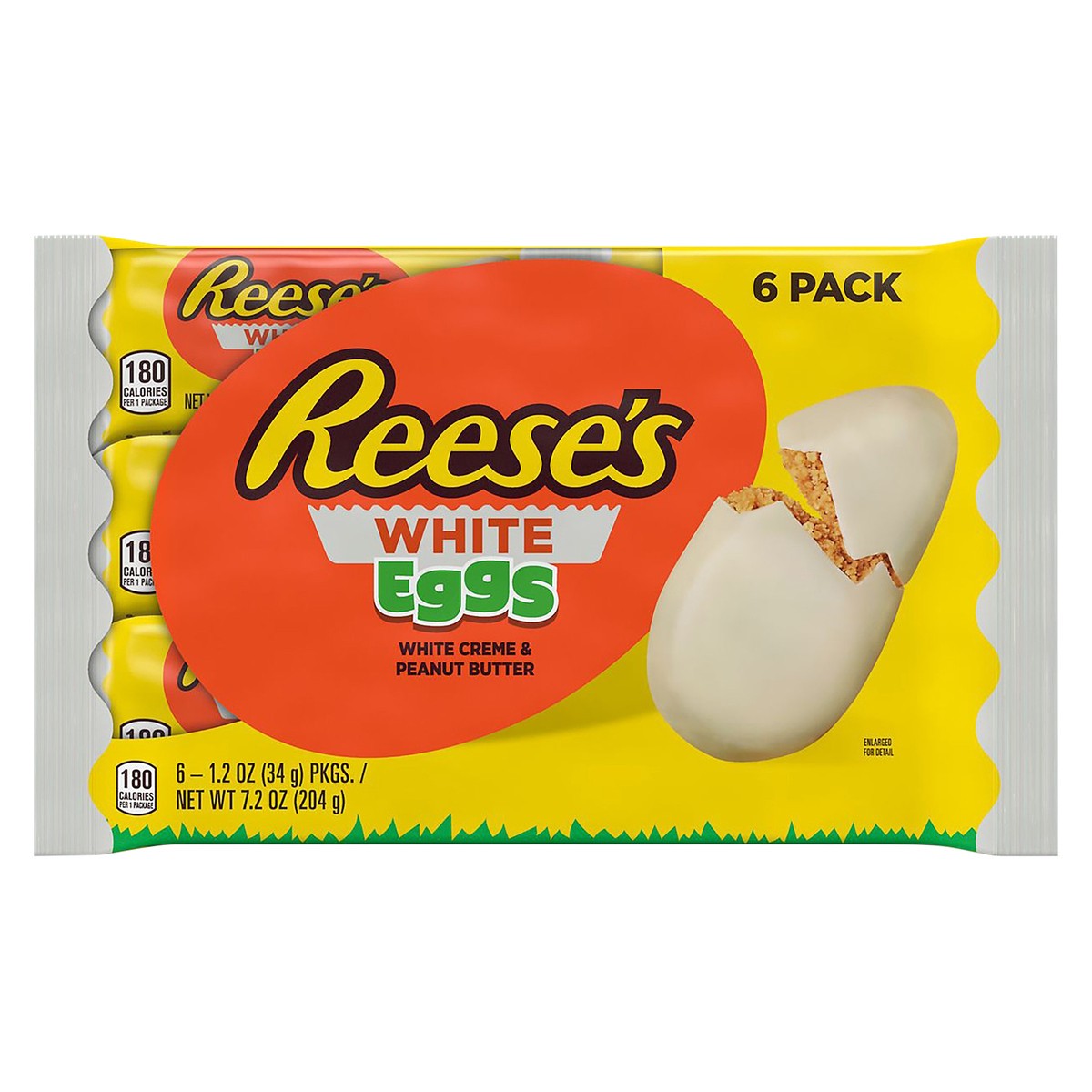 slide 1 of 1, Reese's White Creme Peanut Butter, Easter Candy Eggs Packs, 1.2 oz (6 Count), 1.2 oz