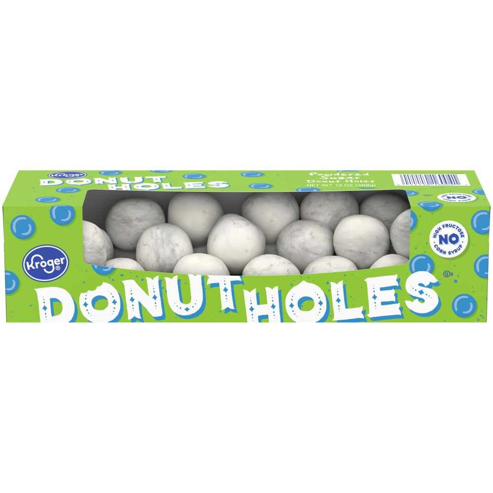 slide 2 of 3, Kroger Powdered Sugar Donut Holes, 13 oz