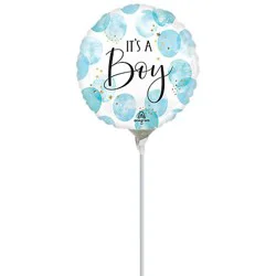 Baby Boy Balloon Air Filled Stick 4 Inch - Each