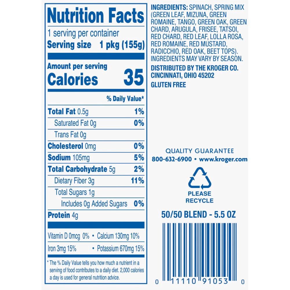 slide 2 of 2, Kroger 50/50 Salad Blend Mix, 5.5 oz