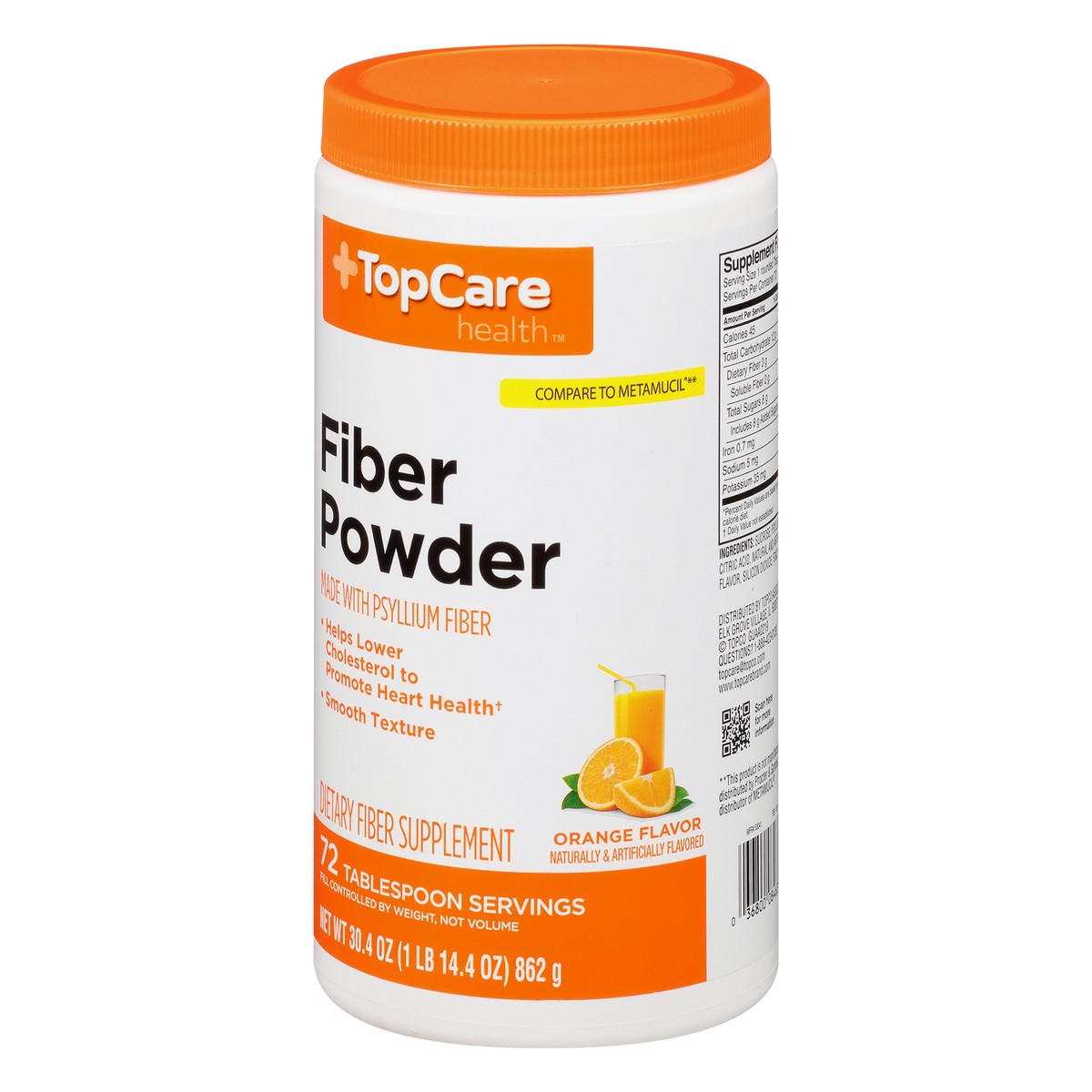 slide 3 of 12, TopCare Health Orange Flavor Fiber Powder 30.4 oz, 30.4 oz