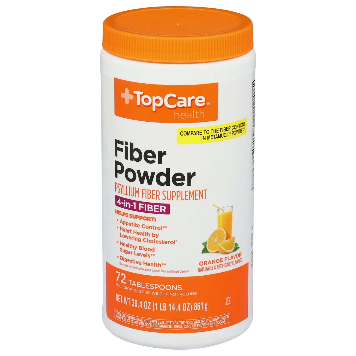 slide 1 of 12, TopCare Health 4-in-1 Orange Flavor Fiber Powder 30.4 oz, 30.4 oz