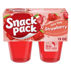 Snack Pack Strawberry Flavored Juicy Gels, 3.25 oz Snack Cups, 4 Count, 12 Pack