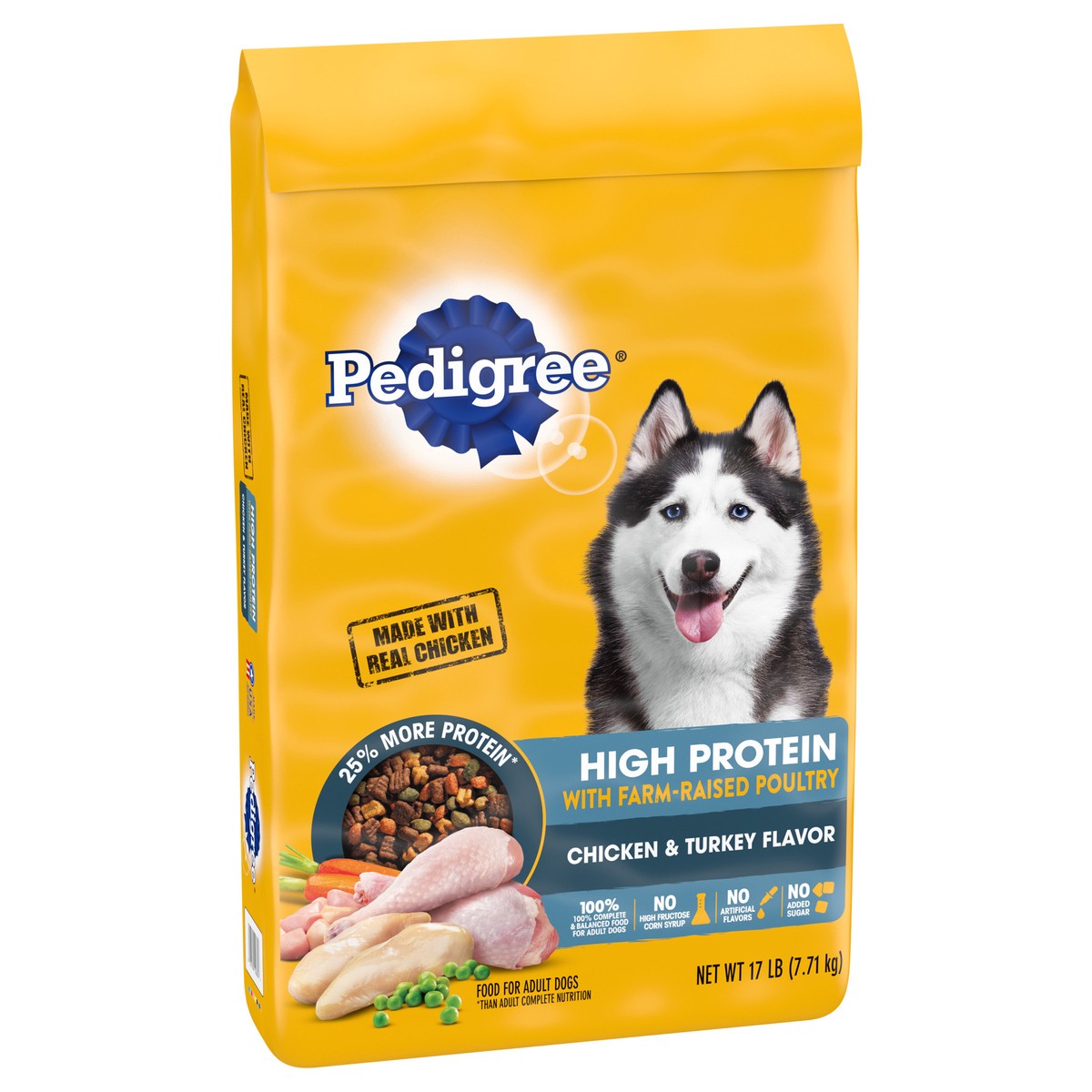 slide 2 of 5, Pedigree Chicken Turkey Dog Adlt High Protein, 17 lb