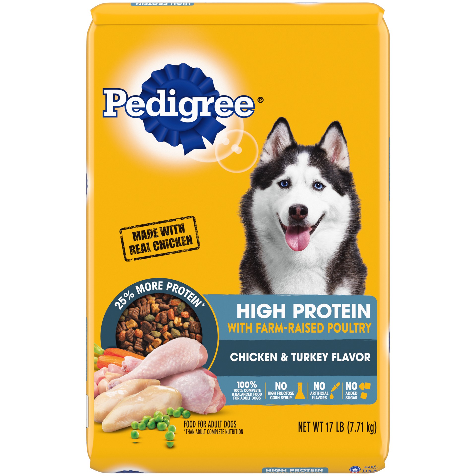 slide 1 of 5, Pedigree Chicken Turkey Dog Adlt High Protein, 17 lb