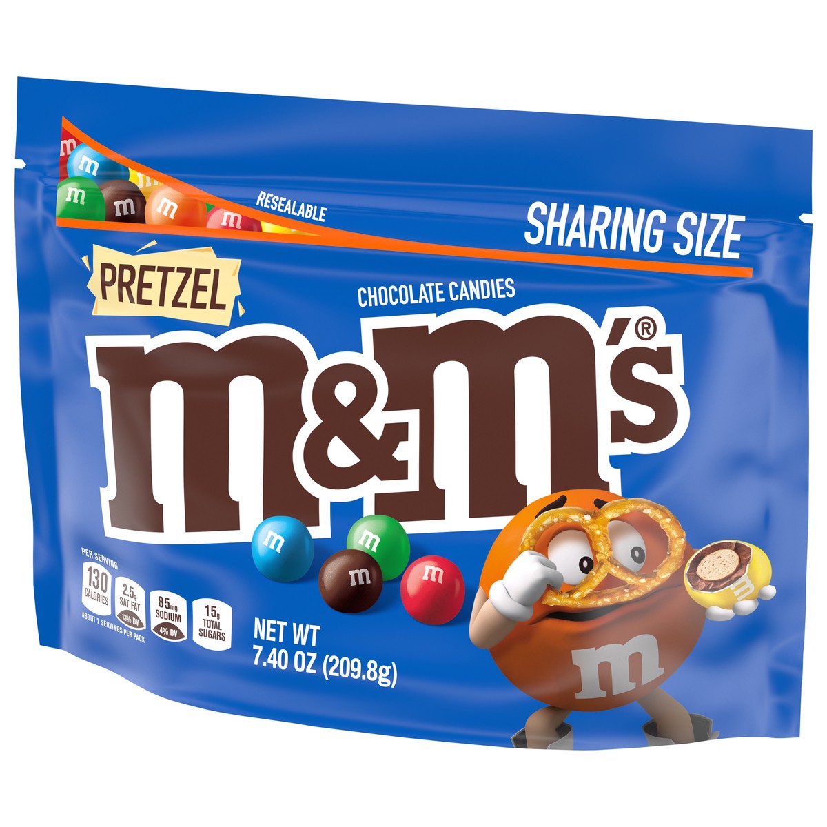 slide 7 of 9, M&M's Pretzel Milk Chocolate Candy, Sharing Size, 7.4 oz Bag, 7.4 oz