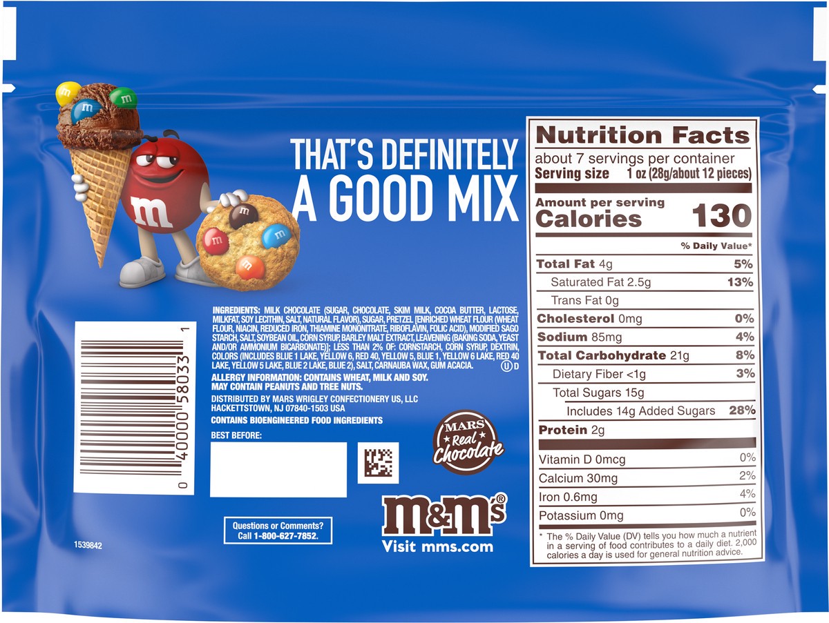 slide 9 of 9, M&M's Pretzel Milk Chocolate Candy, Sharing Size, 7.4 oz Bag, 7.4 oz