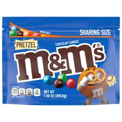 M&M''S Pretzel Milk Chocolate Candy, Sharing Size, 7.4 oz Bag