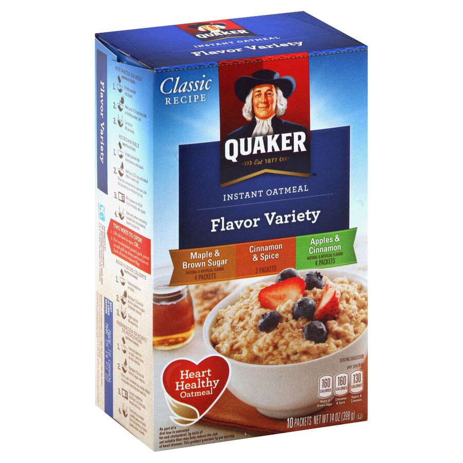 slide 1 of 4, Quaker Maple & Brown Sugar Cinnamon & Spice Apples & Cinnamon Flavor Variety Instant Oatmeal (10-1.4 Oz) 14 Ounce Bags in Box, 14 oz