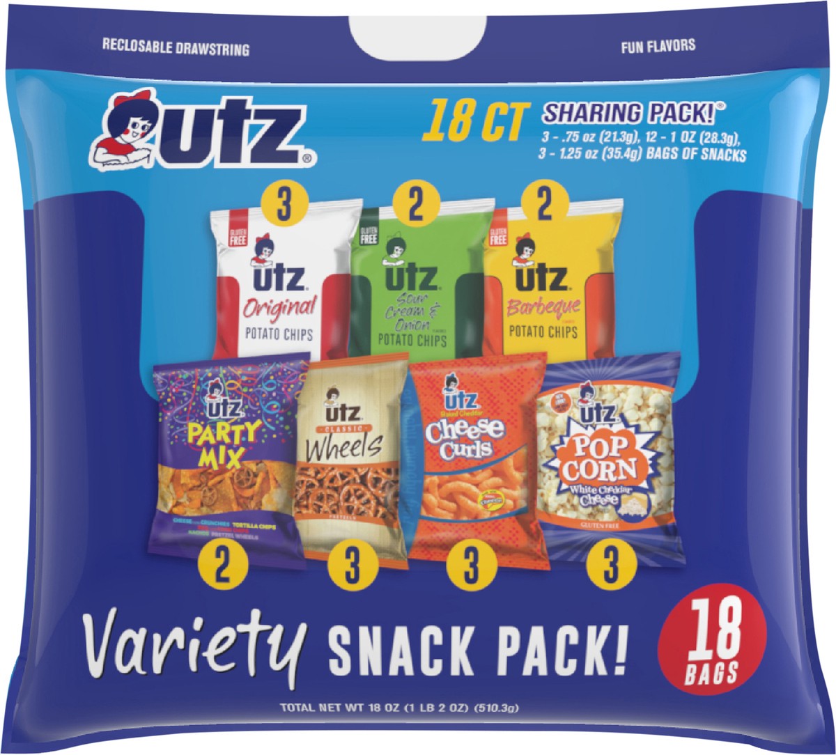 slide 7 of 7, Utz Sharing Pack Variety Snack Pack 18 ea, 18 oz