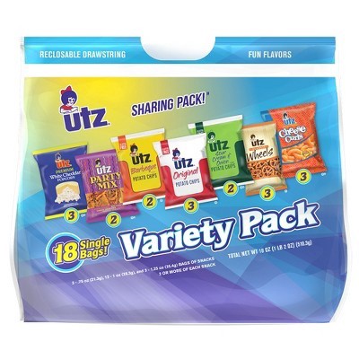 slide 1 of 7, Utz Sharing Pack Variety Snack Pack 18 ea, 18 oz