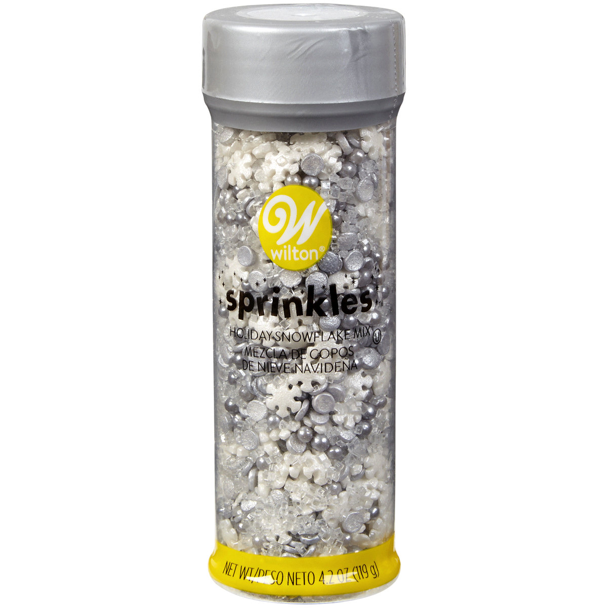 slide 1 of 5, Wilton Sprinkles, Snowflake Metallic Mix, 4.2 oz