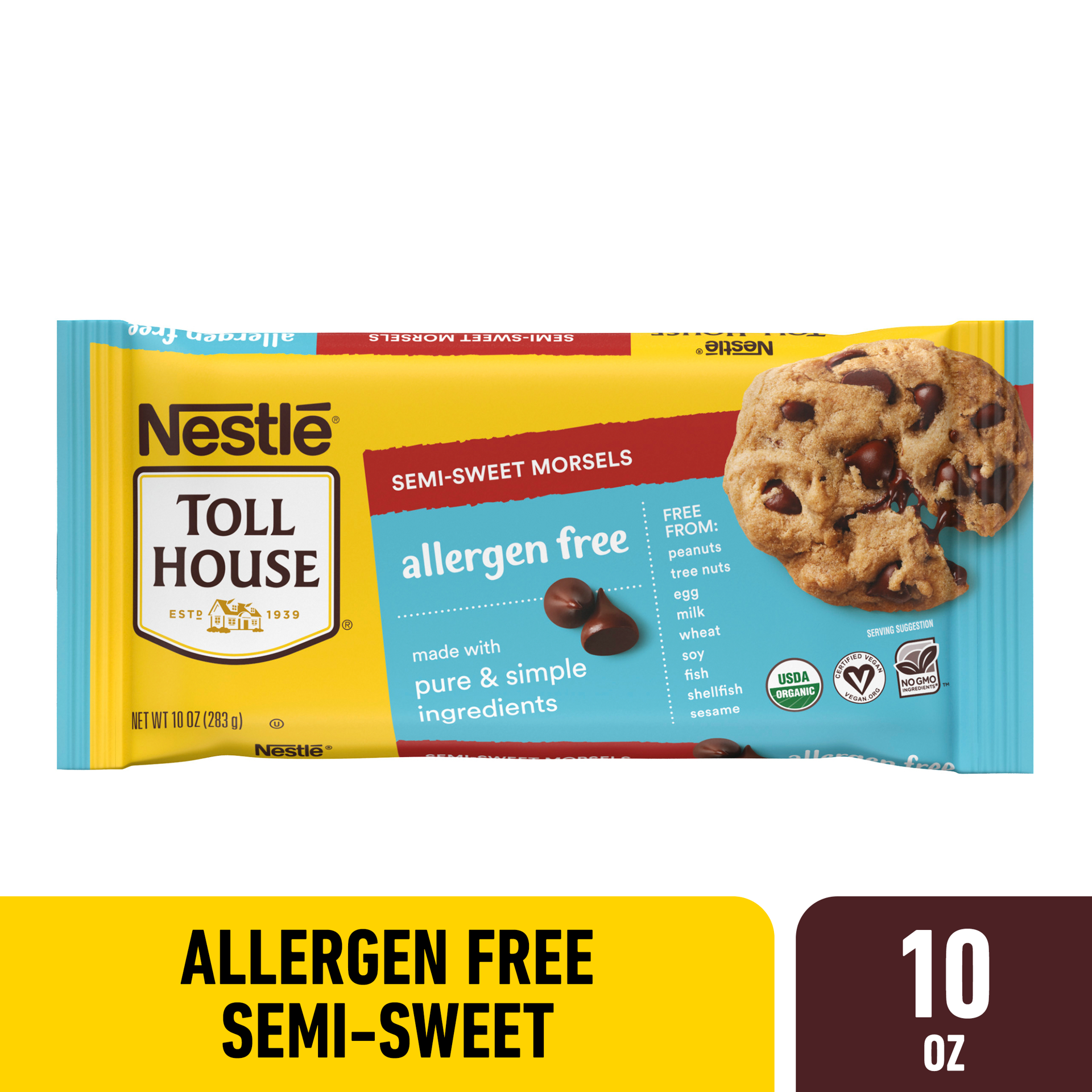 slide 1 of 8, Toll House Organic Allergen Free Semi-Sweet Chocolate Chips, 10 oz