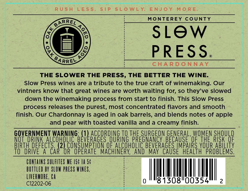 slide 4 of 5, Slow Press Chardonnay 750 ml, 25.4 fl oz