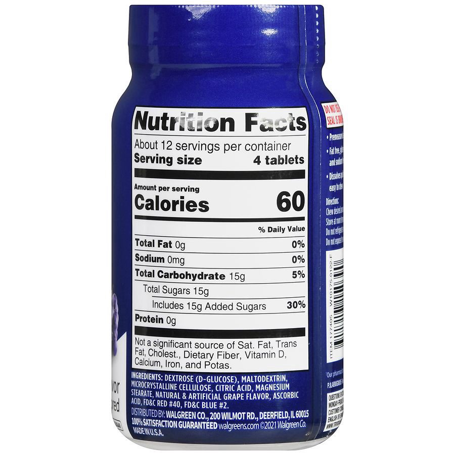 slide 3 of 5, Walgreens Glucose Dietary Supplement Tablets Grape, 50 ct