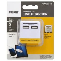 Prime High-Speed 3.4A USB Charger - White