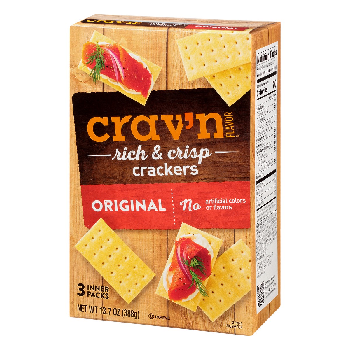 slide 2 of 15, Crav'n Flavor Rich & Crisp Original Crackers 3 ea, 3 ct