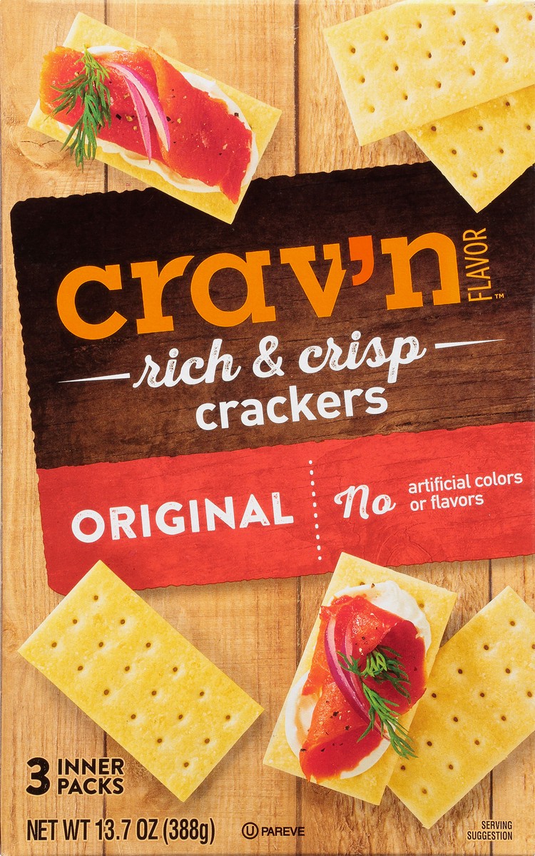 slide 6 of 15, Crav'n Flavor Rich & Crisp Original Crackers 3 ea, 3 ct