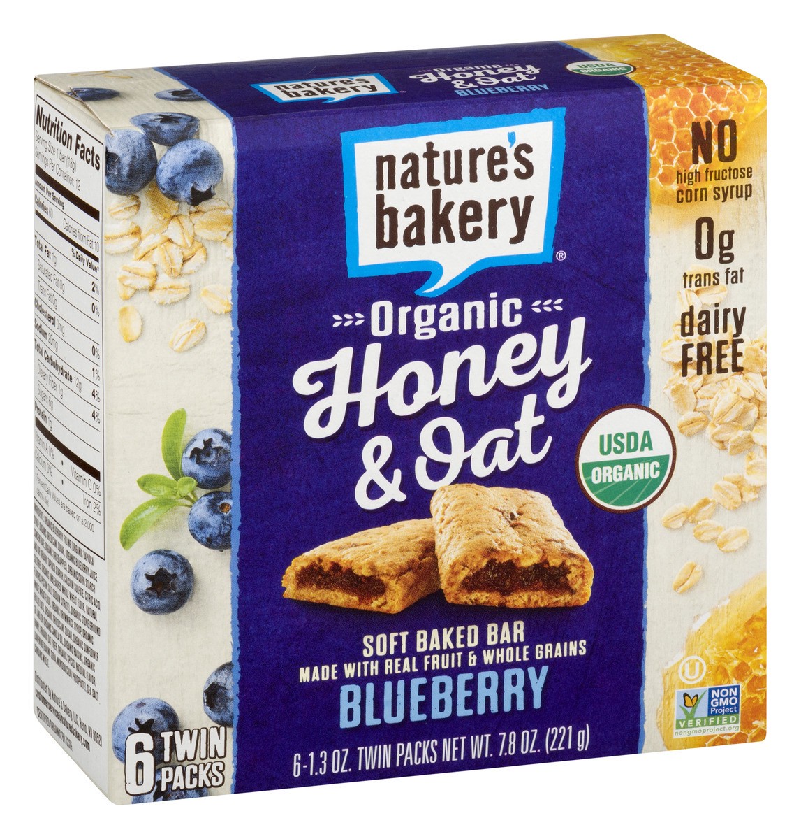 slide 2 of 9, Nature's Bakery Honey & Oat Blueberry Soft Baked Bars, 6 ct; 1.3 oz