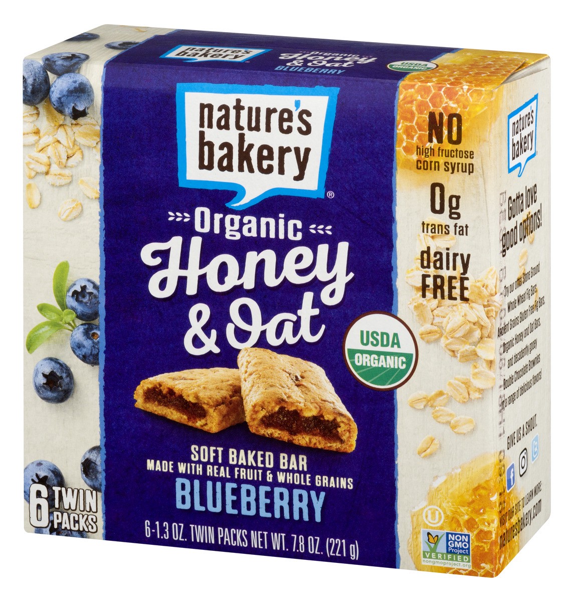 slide 4 of 9, Nature's Bakery Honey & Oat Blueberry Soft Baked Bars, 6 ct; 1.3 oz