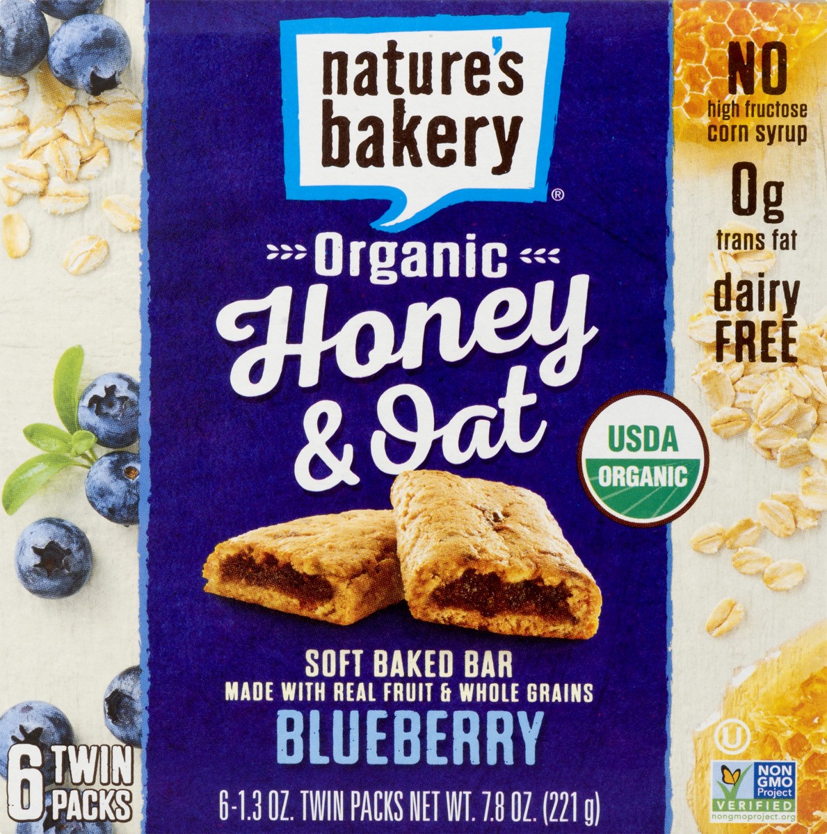 slide 8 of 9, Nature's Bakery Honey & Oat Blueberry Soft Baked Bars, 6 ct; 1.3 oz