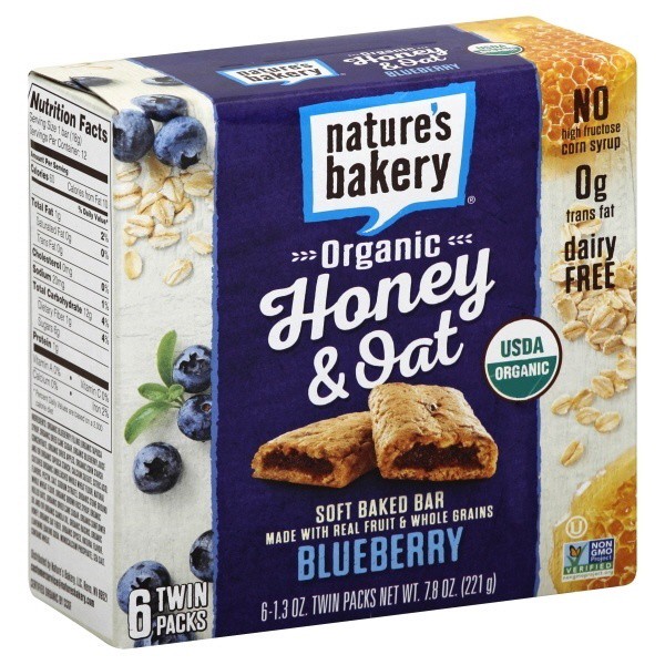 slide 1 of 9, Nature's Bakery Honey & Oat Blueberry Soft Baked Bars, 6 ct; 1.3 oz