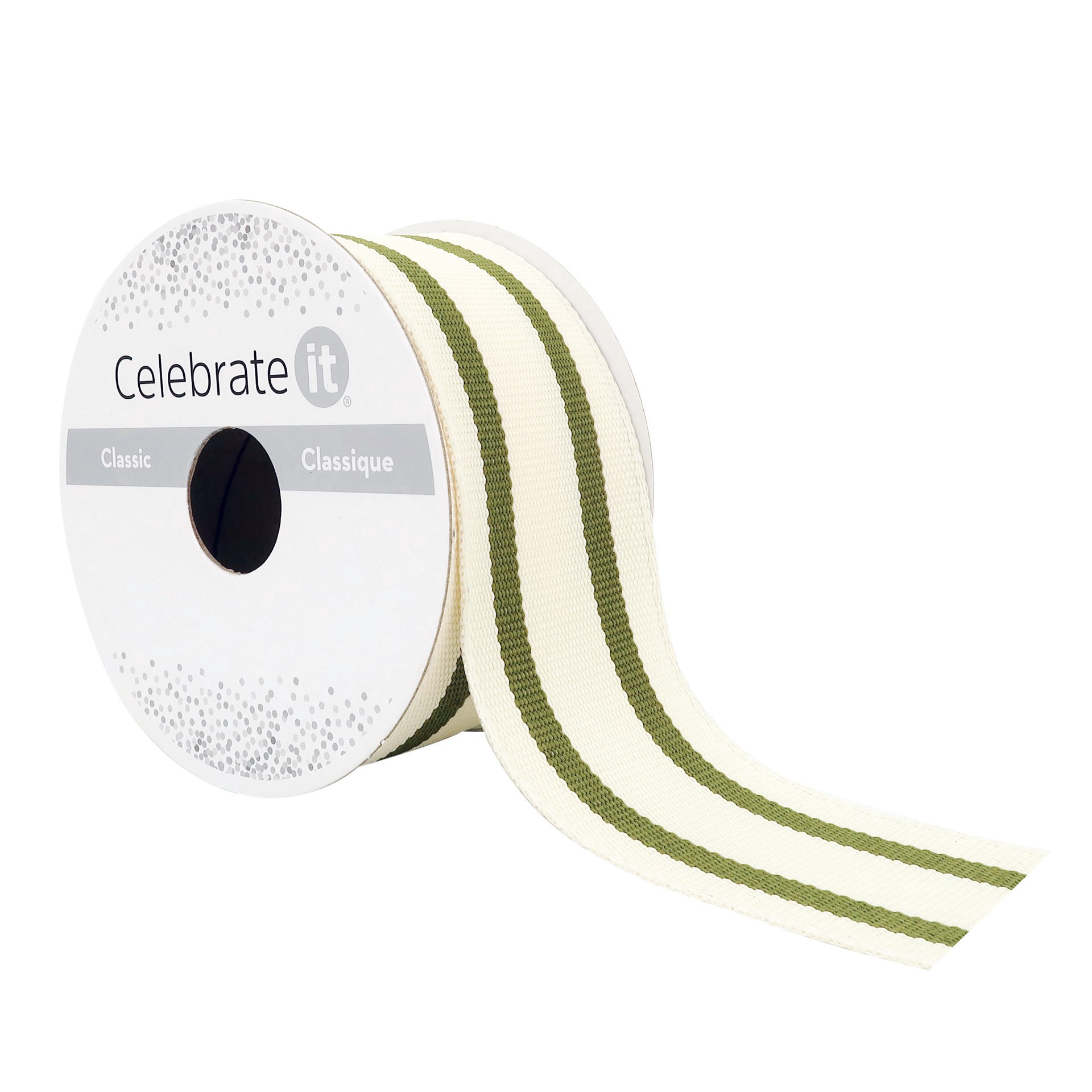 slide 2 of 4, 1.5" X 3yd. Wired Ticking Stripe Ribbon By Celebrate It, 1.5 in x 3 yd