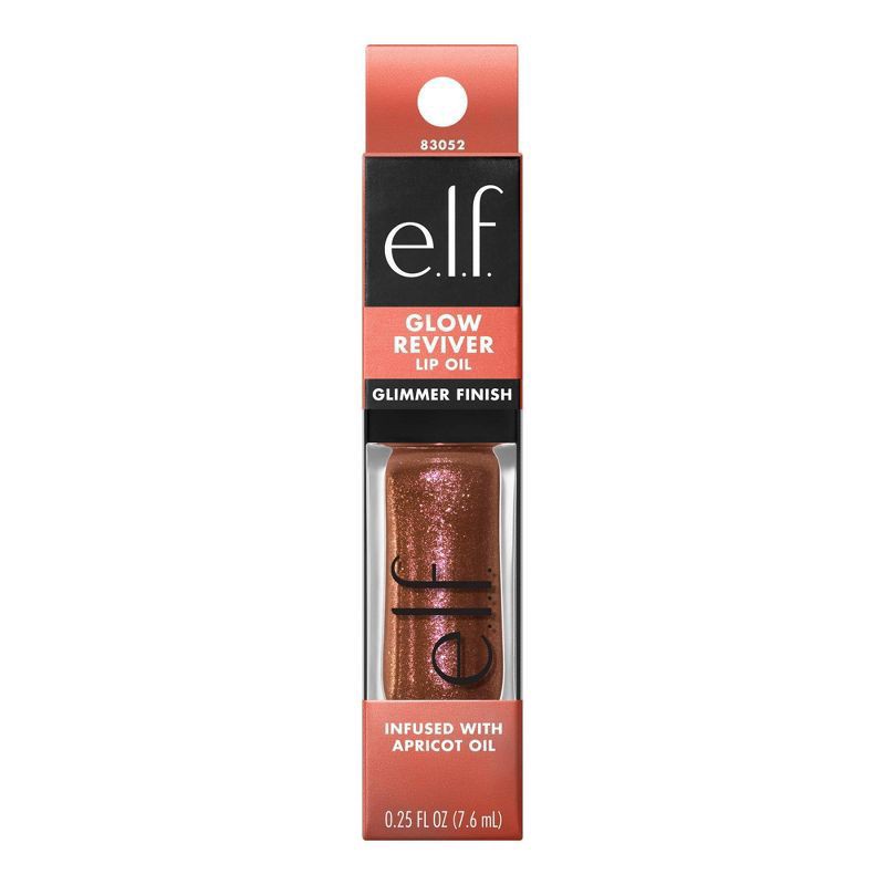 slide 9 of 12, E.L.F. Glow Reviver Lip Oil, Coral Fixation, 0.25 oz