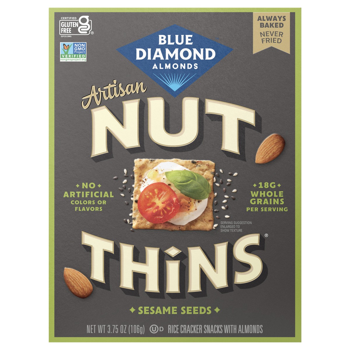 slide 1 of 12, Blue Diamond Sesame Artisan Crackers, 1 ct
