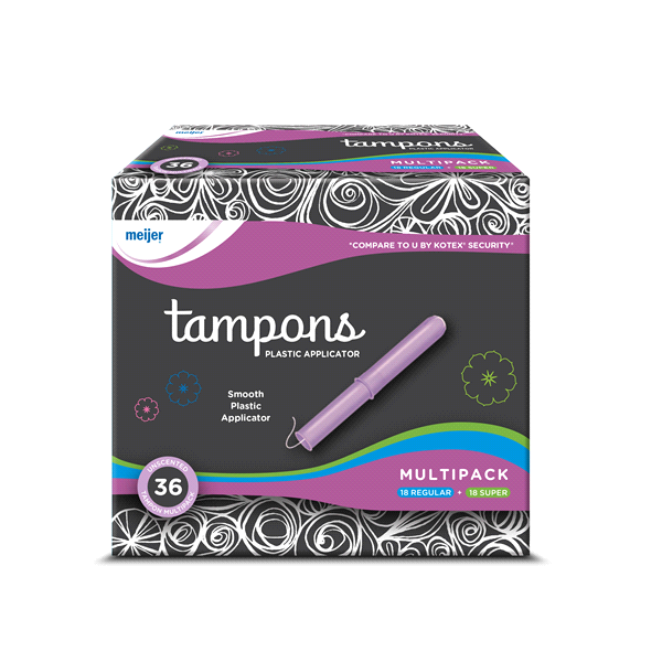 slide 1 of 1, Meijer Multipack Plastic Applicator Tampons Unscented, 36 ct