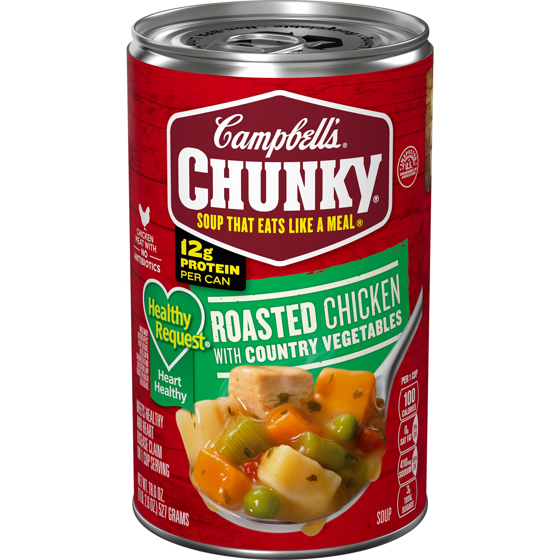 slide 1 of 4, Campbell's Campbell''s Chunky Healthy Request Soup, Roasted Chicken Soup with Country Vegetables, 18.6 oz Can, 18.6 oz